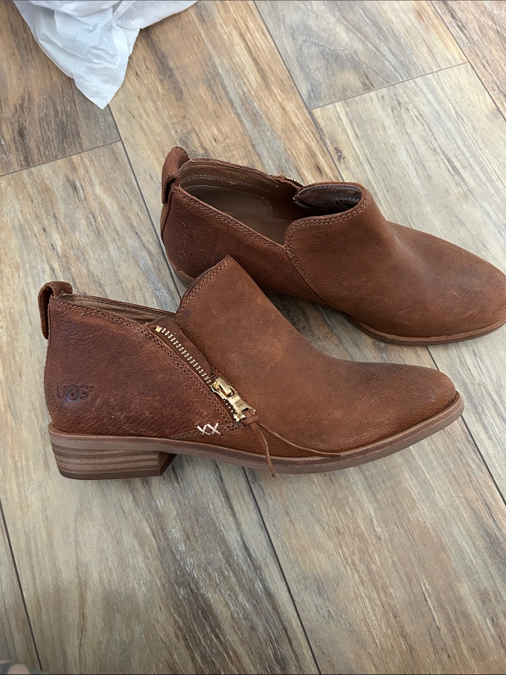 UGG Women's Chestnut Brown Suede Zip Ankle Booties